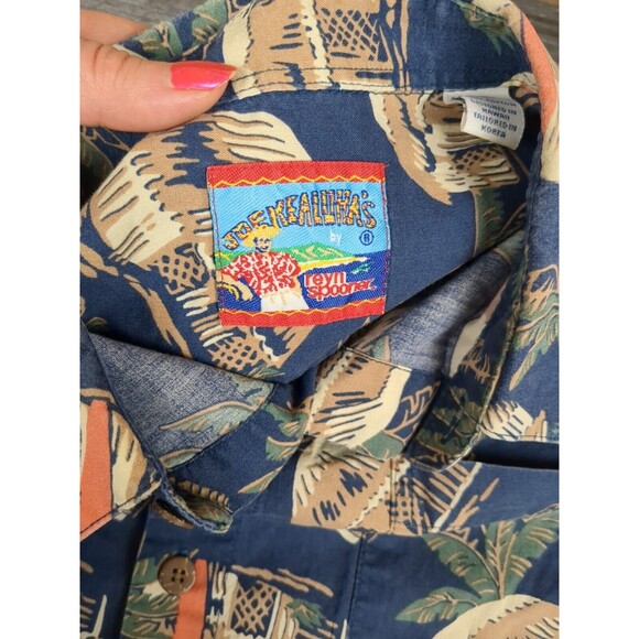 Vintage 90s Reyn Spooner Joe Kealoha's SS Hawaiian Shirt Med MISSING BUTTON wear - Picture 10 of 11